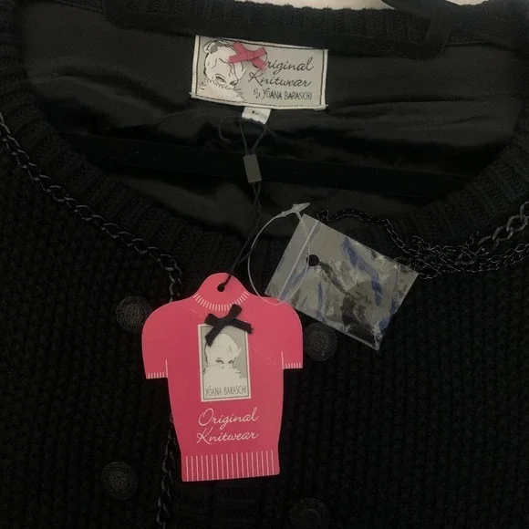 YOANA BARASCHI Black Knit Chain Cardigan Sweater - NWT - Picture 12 of 16